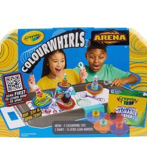 Crayola Colourwhirls Battle Arena Art Game, 4ct, Battling Spinning Top Toys